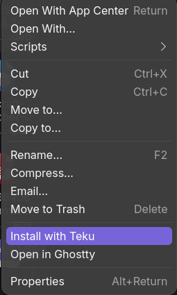 Install with Teku in the Nautilus right-click menu
